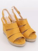 Sandałki na koturnie żółte 9069 YELLOW