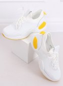 Buty sportowe z siateczką białe B0-547 YELLOW