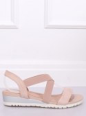 Sandałki na niskim koturnie beżowo-różowe NS116P NUDE