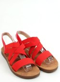 Sandałki z gumowymi paskami czerwone 9225 RED