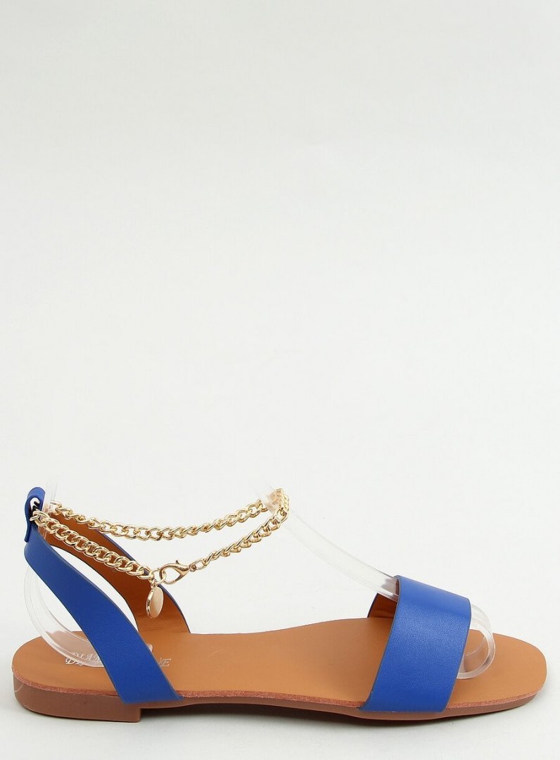Sandałki z łańcuszkiem chabrowe HY23-11 BLUE