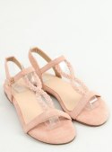 Sandałki zamszowe różowe Z5721 PINK