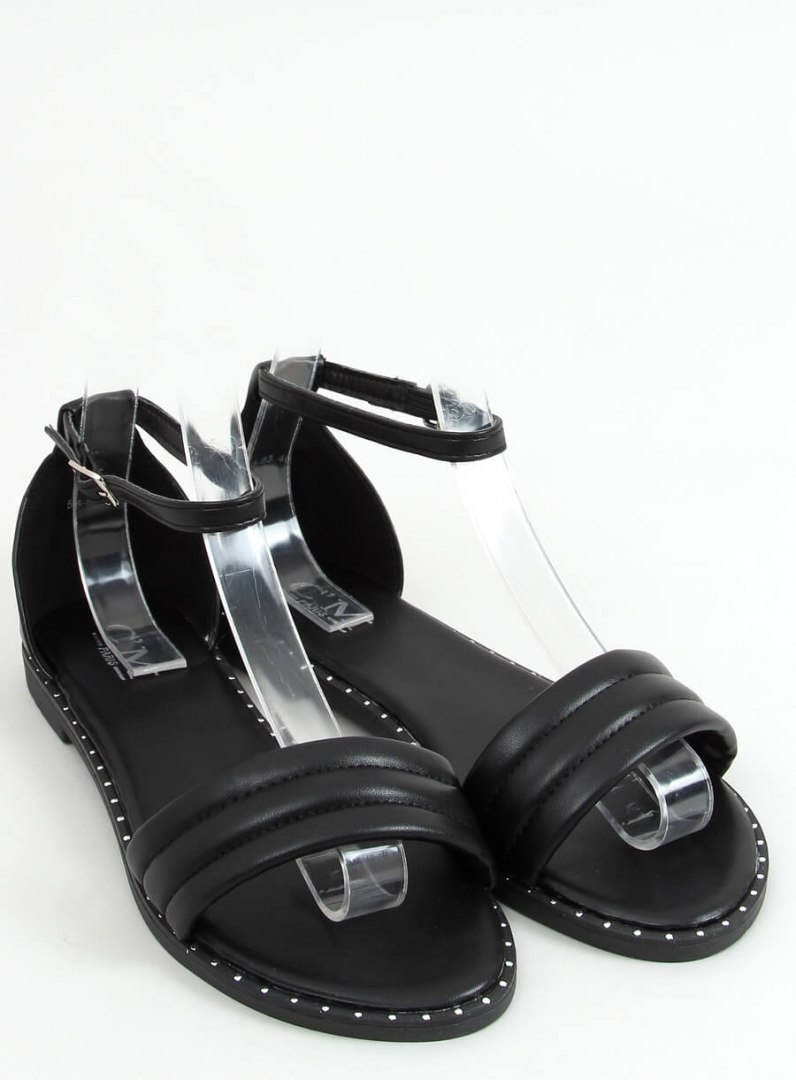 Sandałki zapinane na kostkę czarne 55-93 BLACK