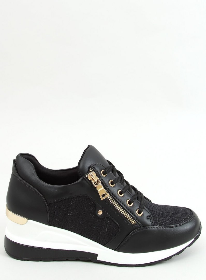 Sneakersy na koturnie czarne Y9521 BLACK GOLD
