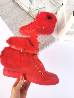 Czerwone sneakersy z futerkiem Liza Lu Boo