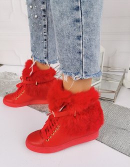 Czerwone sneakersy z futerkiem Liza Lu Boo