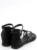 Sandałki na niskiej szpilce czarne B7922 BLACK