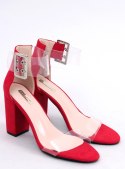 Sandałki z przezroczystymi paskami czerwone B4-0218H RED