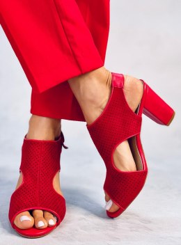 Sandałki ażurowe na obcasie MORILLO RED