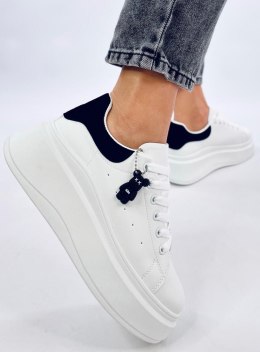 Sneakersy na koturnie z zawieszką LIEZEL WHITE/BLACK