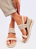 Sandałki espadryle na koturnie DEBEVE BEIGE