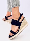 Sandałki espadryle na koturnie DEBEVE BLACK